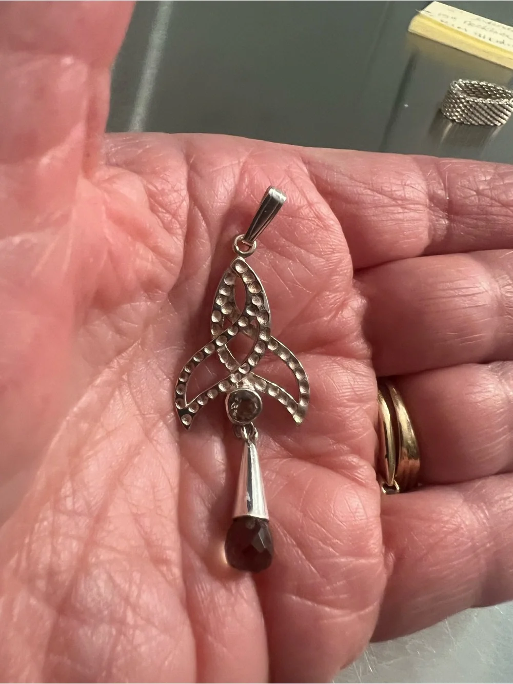 Sterling Silver Smoky Quartz Teardrop Pendant - Unbranded